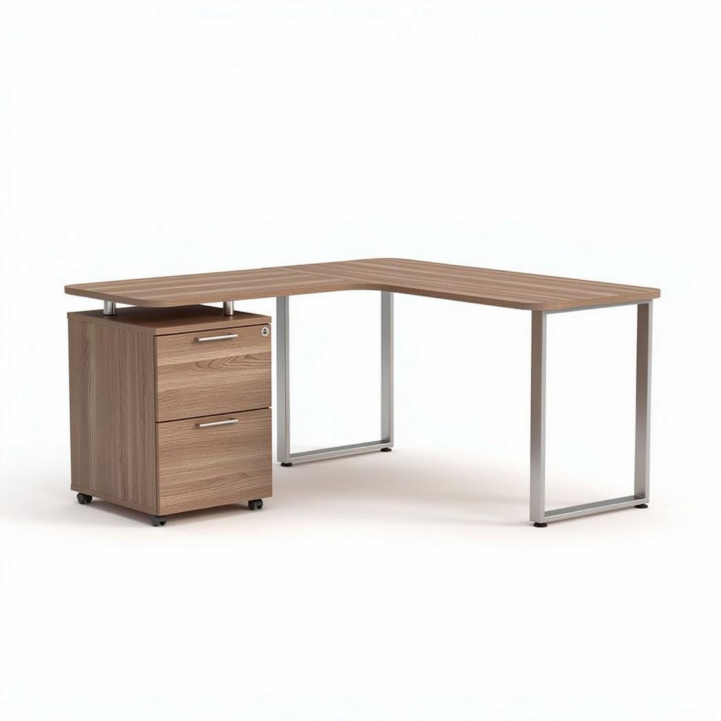 Bureau d'angle en bois avec tiroirs 150 x 75 x 75 cm finition moderne