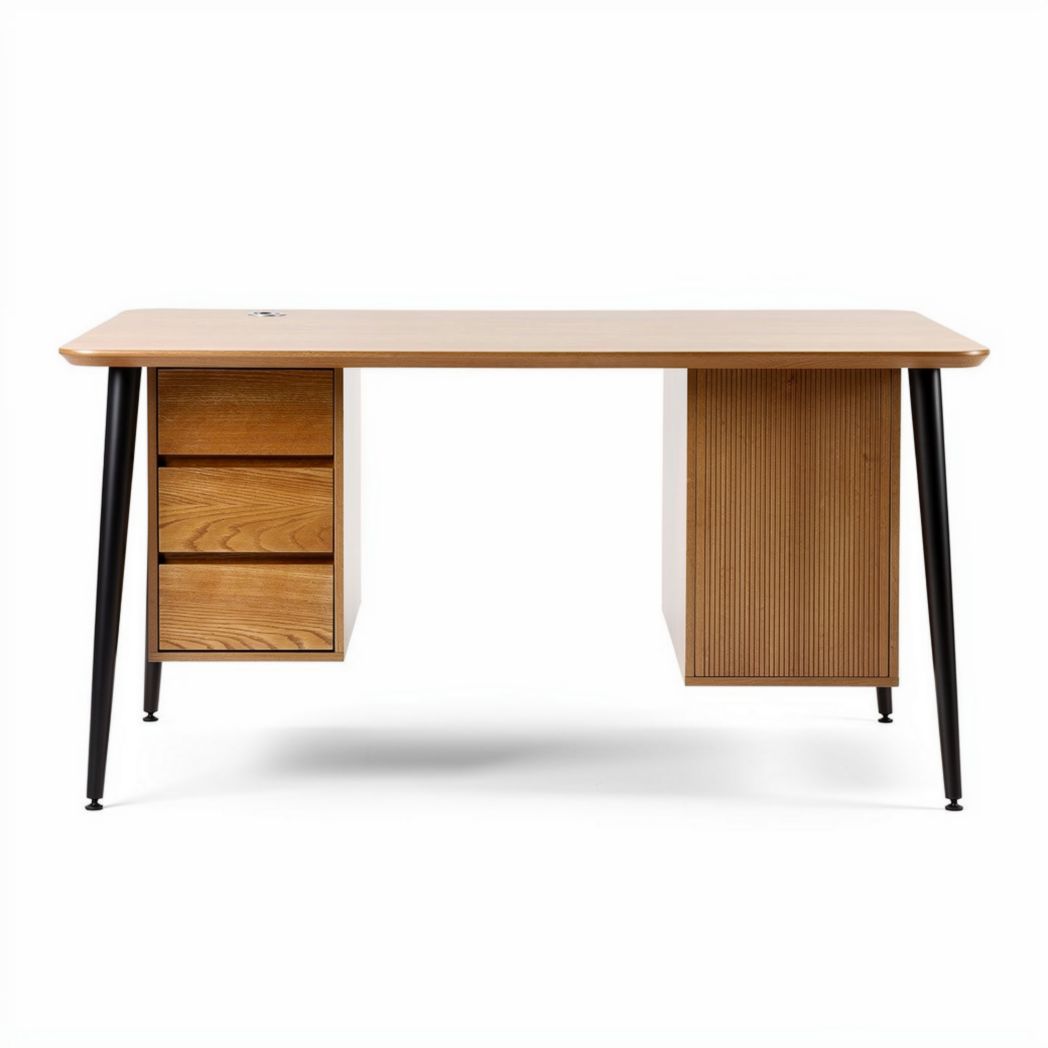 Bureau en bois de chêne avec tiroirs et finition moderne 150 x 75 x 75cm