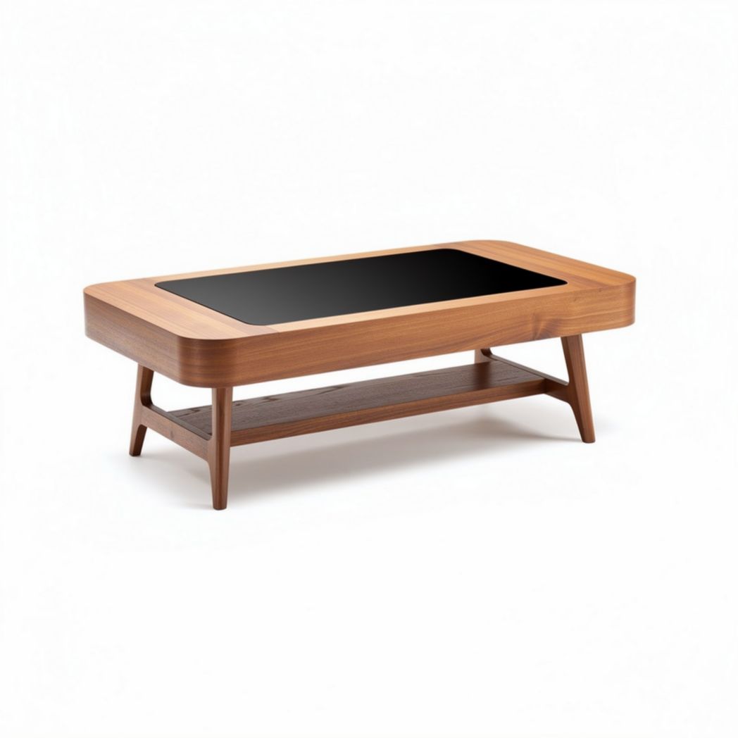 Table basse en bois de chêne avec plateau en verre 100 x 60 x 40cm