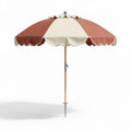 Parasol pliable en toile beige et marron avec structure en bois 180 x 180 x 240cm