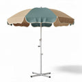 Parasol sur pied bicolore orange et blanc avec franges 150 x 150 x 200cm