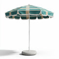 Parasol de plage rayé en toile polyester vert et beige 180 x 180 x 240cm