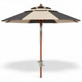 Parasol en bois de 250 x 250 cm avec toile beige et noire pour jardin