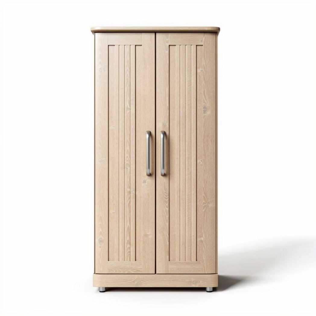 Armoire en bois clair avec portes battantes 80 x 40 x 180cm pour rangement