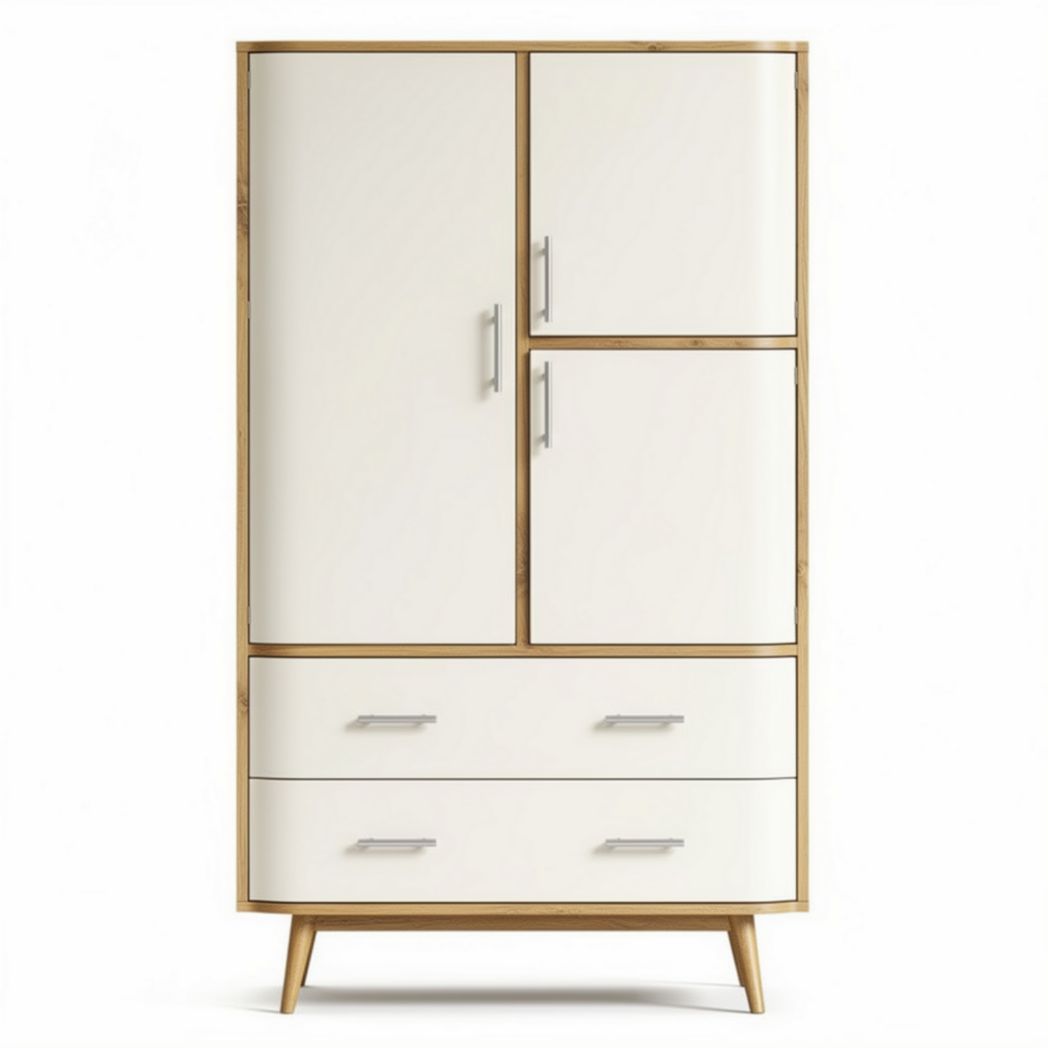 Armoire en bois et MDF blanc avec 4 portes et 2 tiroirs 80 x 40 x 180cm
