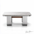 Table basse en marbre blanc et bois de chêne dimensions 100 x 60 x 40cm